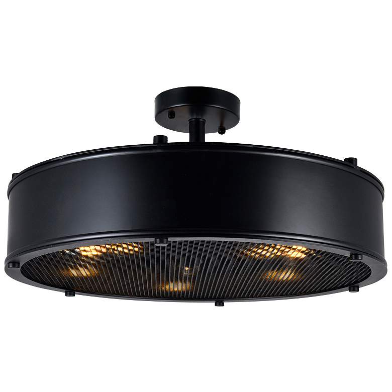 Image 2 Tigris 5 Light Drum Shade Flush Mount With Black Finish