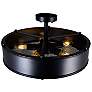 3_Tigris 5 Light Drum Shade Flush Mount With Black Finish more views