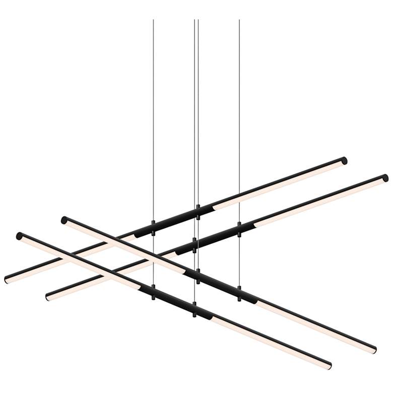 Image 1 Tik-Tak™ 47 1/2" Wide Black Stack 2-Tier 8-Light LED Pendant
