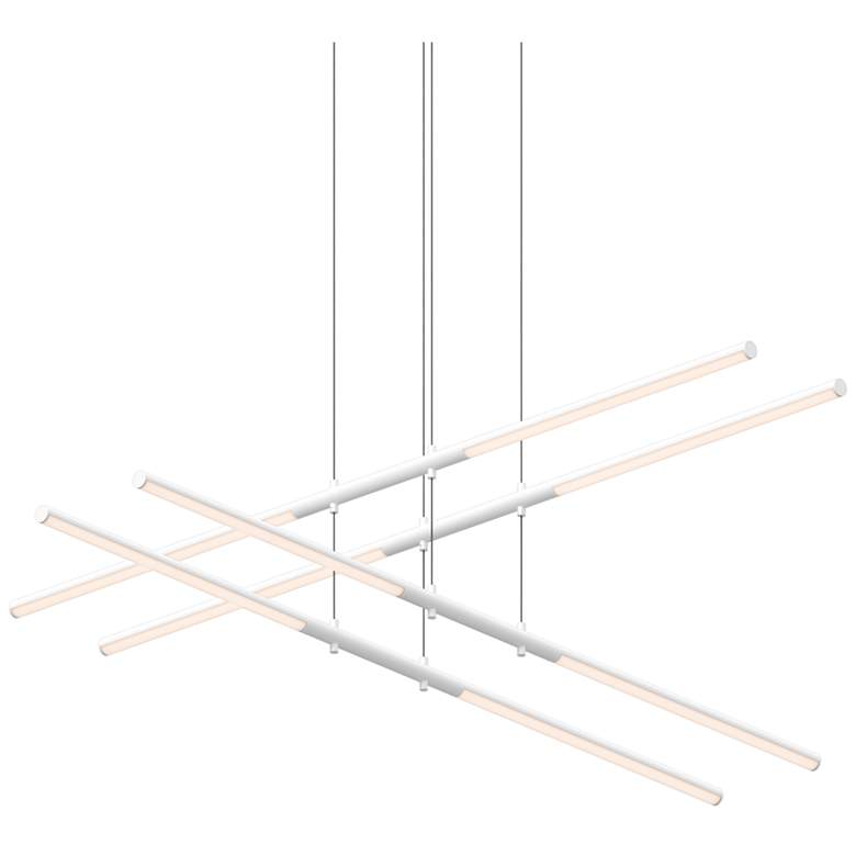 Image 1 Tik-Tak™ 47 1/2" Wide White Stack 2-Tier 8-Light LED Pendant