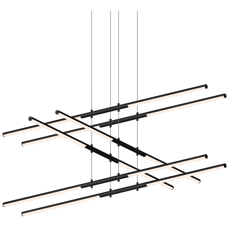 Image 1 Tik-Tak™ 47 1/2"W Black Stack 3-Tier 12-Light LED Pendant