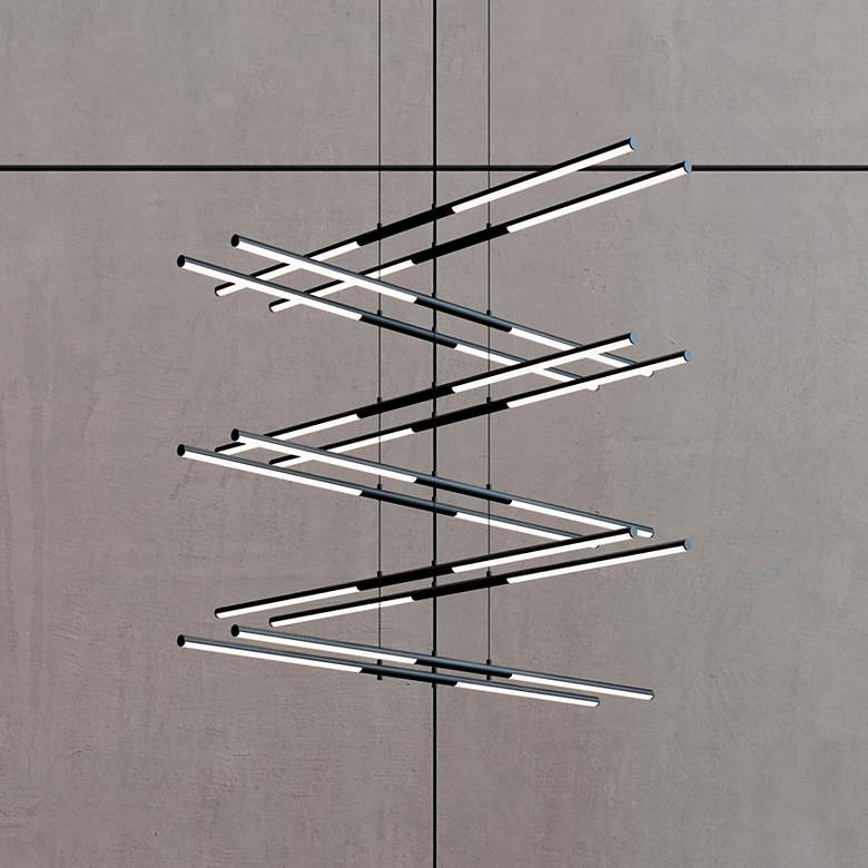 Image 1 Tik-Tak™ 47 1/2"W Black Stack 6-Tier 24-Light LED Pendant