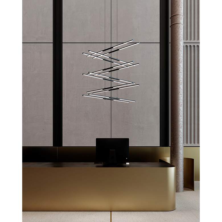 Image 5 Tik-Tak™ 47 1/2"W Black Stack 6-Tier 24-Light LED Pendant more views