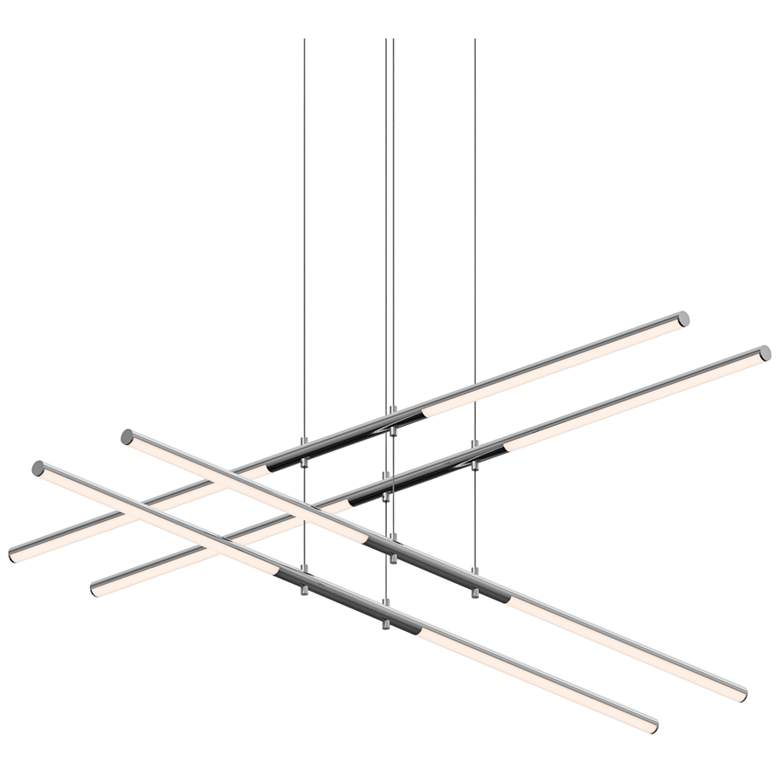 Image 1 Tik-Tak™ 47 1/2"W Chrome Stack 2-Tier 8-Light LED Pendant