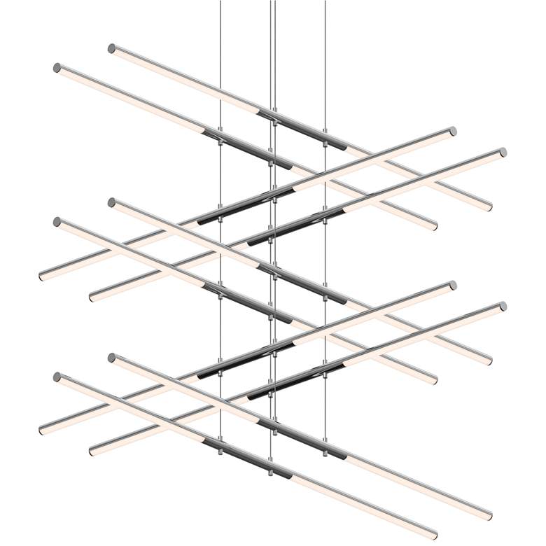 Image 1 Tik-Tak™ 47 1/2"W Chrome Stack 5-Tier 20-Light LED Pendant