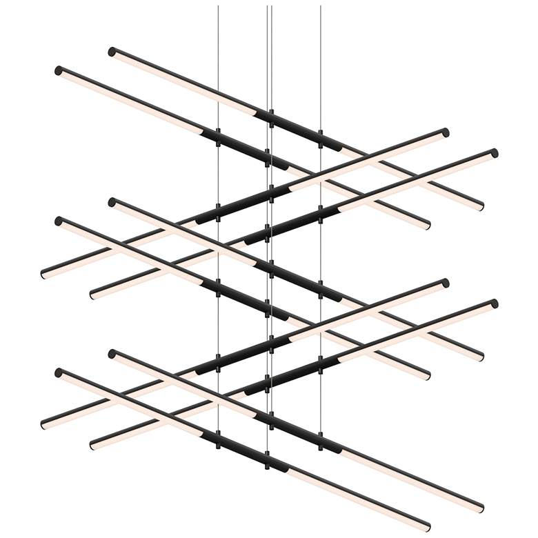 Image 1 Tik-Tak Stack 47.5" Wide Satin Black LED Pendant