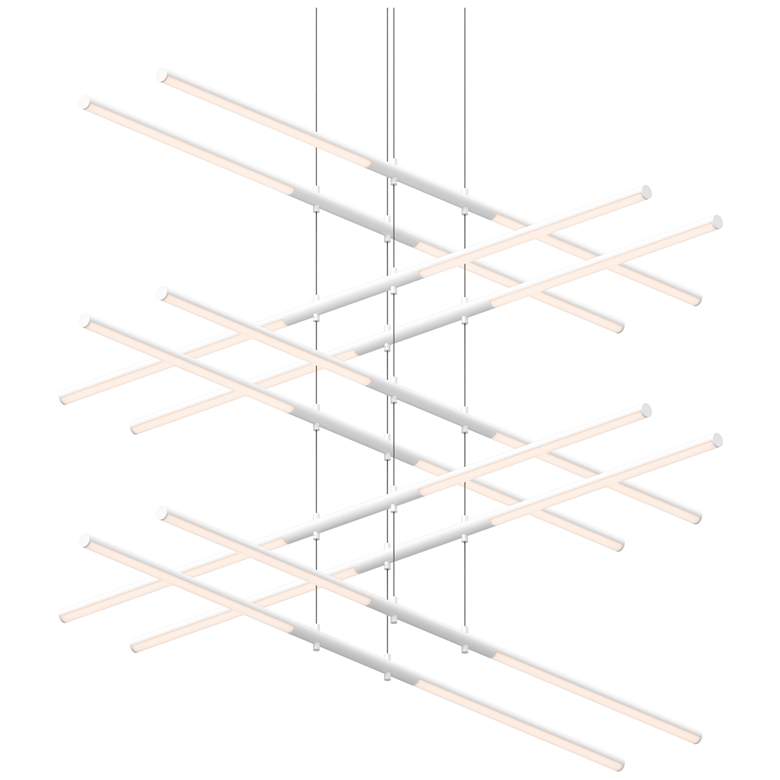 Image 1 Tik.Tak Stack 47.5" Wide Satin White 5.Tier LED Pendant