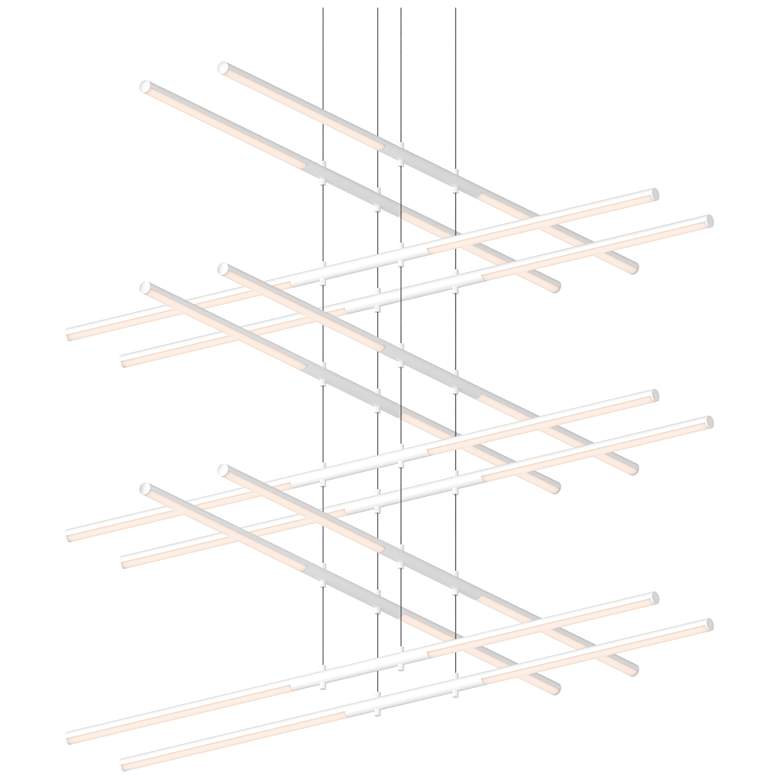 Image 1 Tik.Tak Stack 47.5" Wide Satin White 6.Tier LED Pendant