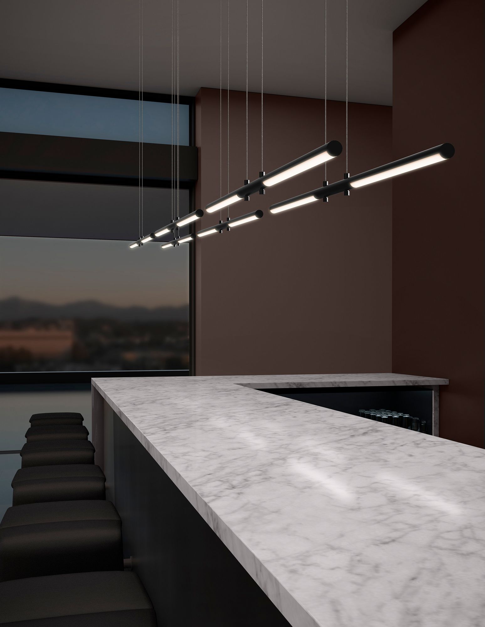 Image 2 Tik.Tak Tandem 47.5" Wide Satin Black LED Pendant more views