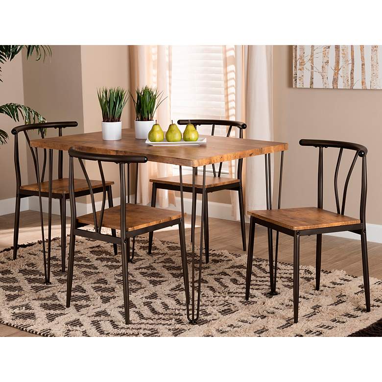 Image 1 Tilda Natural Brown Dark Bronze Metal 5-Piece Dining Set