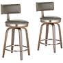 3_Tilden 26" Gray Leather Swivel Counter Stools Set of 2