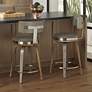 2_Tilden 26" Gray Leather Swivel Counter Stools Set of 2