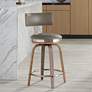 Tilden 26" High Wood and Gray Leather Swivel Seat Counter Stool in scene
