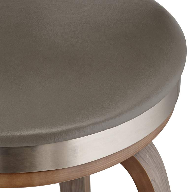 Image 5 Tilden 26" High Wood and Gray Leather Swivel Seat Counter Stool more views