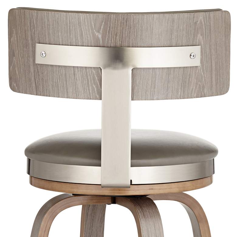 Image 7 Tilden 26" High Wood and Gray Leather Swivel Seat Counter Stool more views