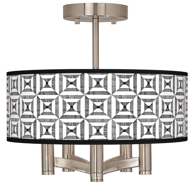 Image 1 Tile Illusion Ava 5-Light Nickel Ceiling Light