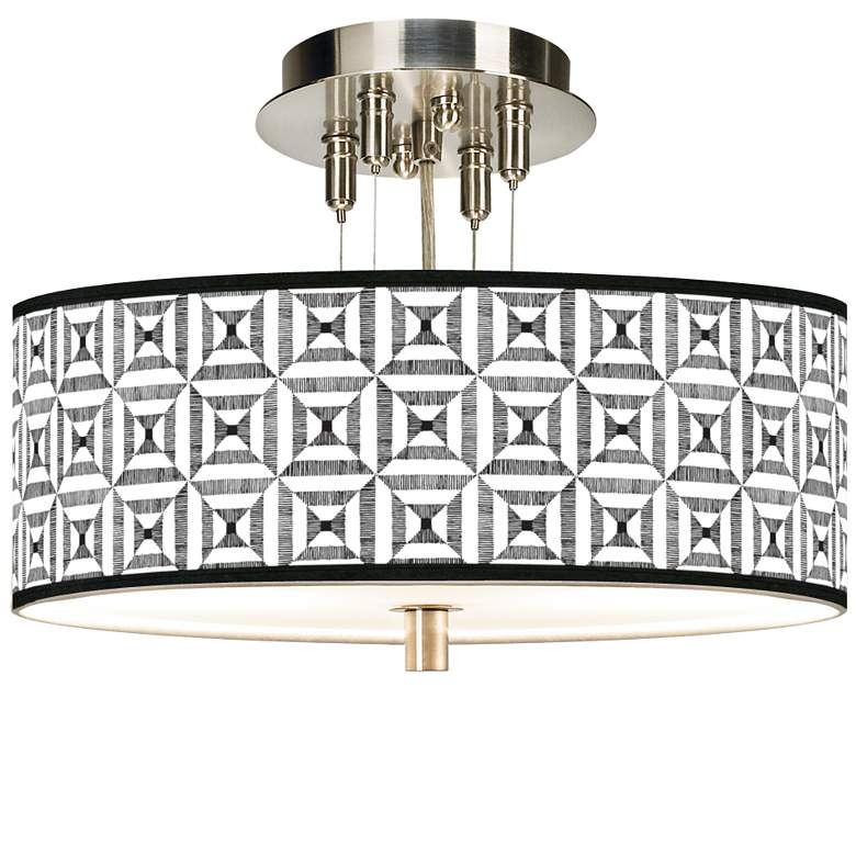 Image 1 Tile Illusion Giclee 14" Wide Ceiling Light