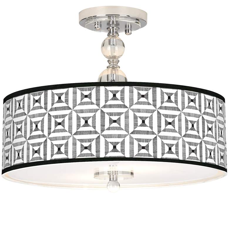 Image 1 Tile Illusion Giclee 16 inch Wide Semi-Flush Ceiling Light