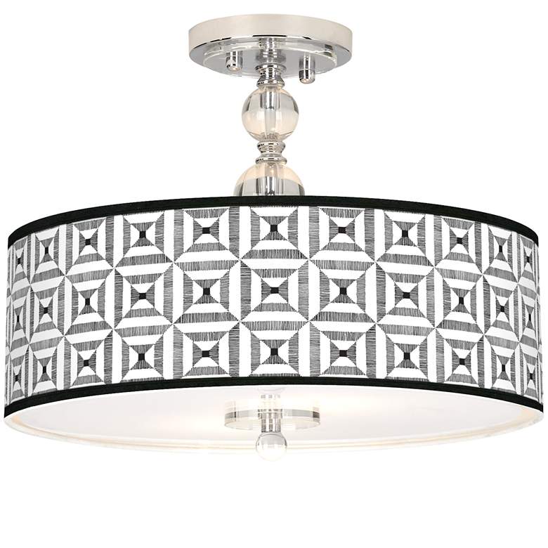 Image 1 Tile Illusion Giclee 16" Wide Semi-Flush Ceiling Light