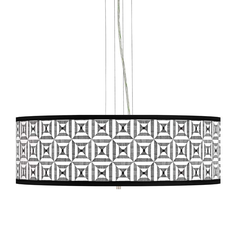 Image 1 Tile Illusion Giclee 24" Wide 4-Light Pendant Chandelier