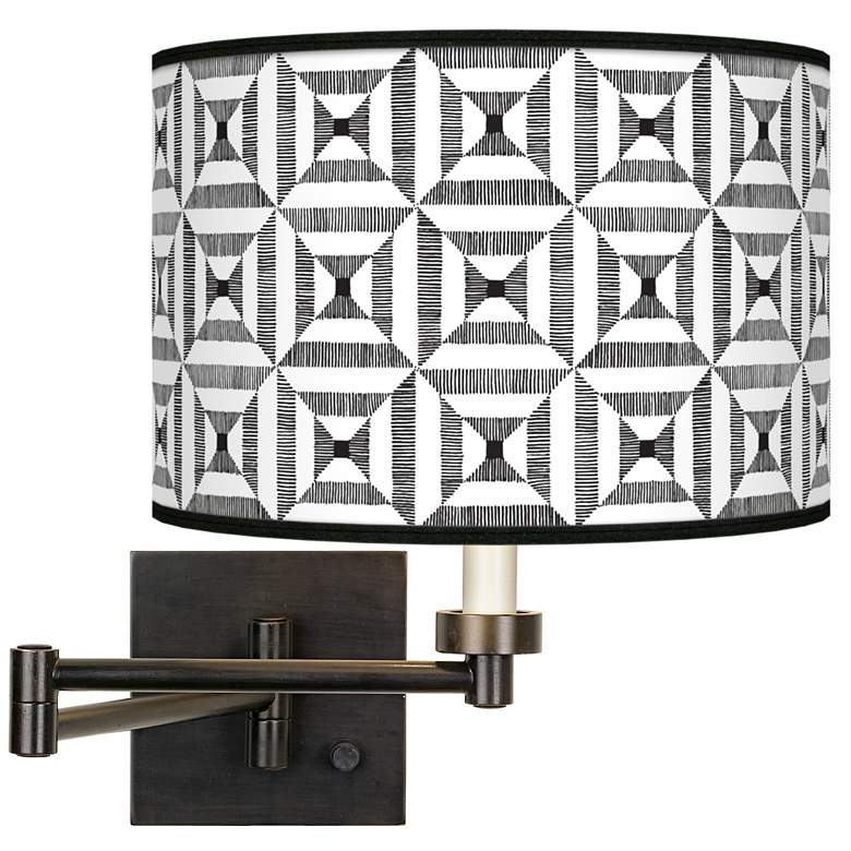 Image 1 Tile Illusion Giclee Bronze Swing Arm Wall Light