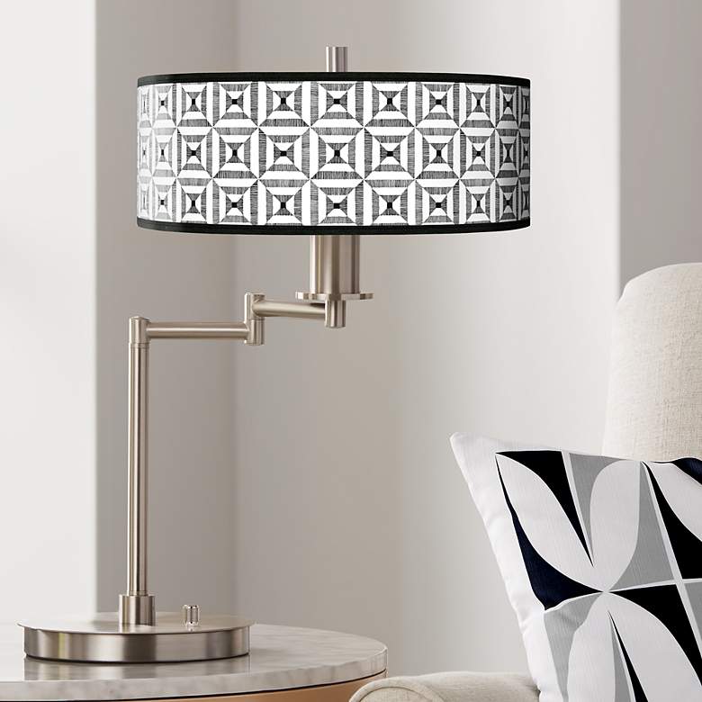 Image 1 Tile Illusion Giclee CFL Swing Arm Desk Lamp