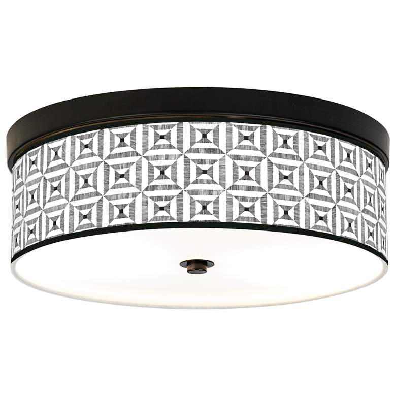 Image 1 Tile Illusion Giclee Energy Efficient Bronze Ceiling Light