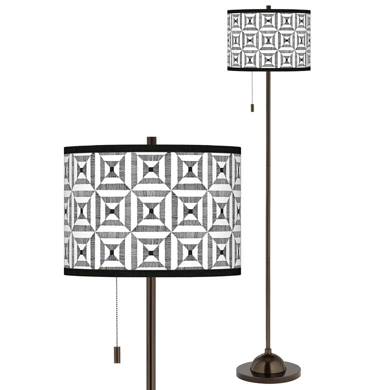 Image 1 Tile Illusion Giclee Glow Bronze Club Floor Lamp