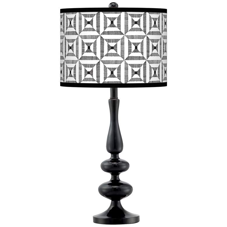 Image 1 Tile Illusion Giclee Paley Black Table Lamp