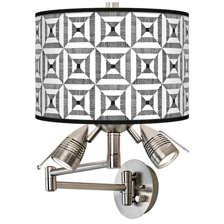 Image 1 Tile Illusion Giclee Plug-In Swing Arm Wall Lamp