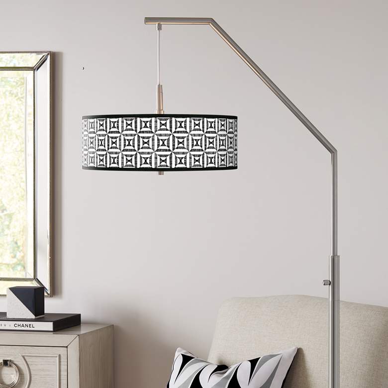 Image 1 Tile Illusion Giclee Shade Arc Floor Lamp