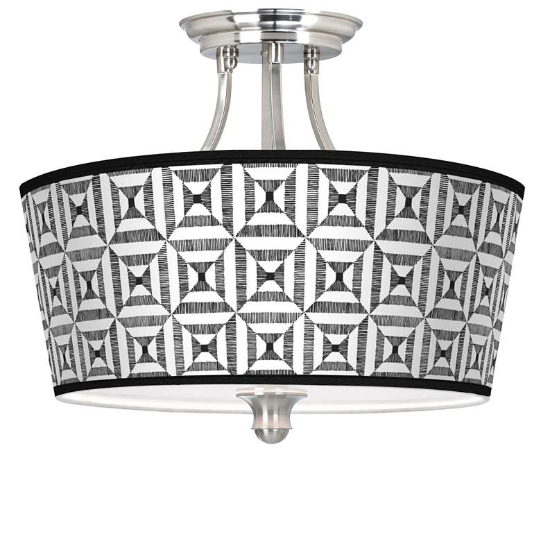 Image 1 Tile Illusion Tapered Drum Giclee Ceiling Light