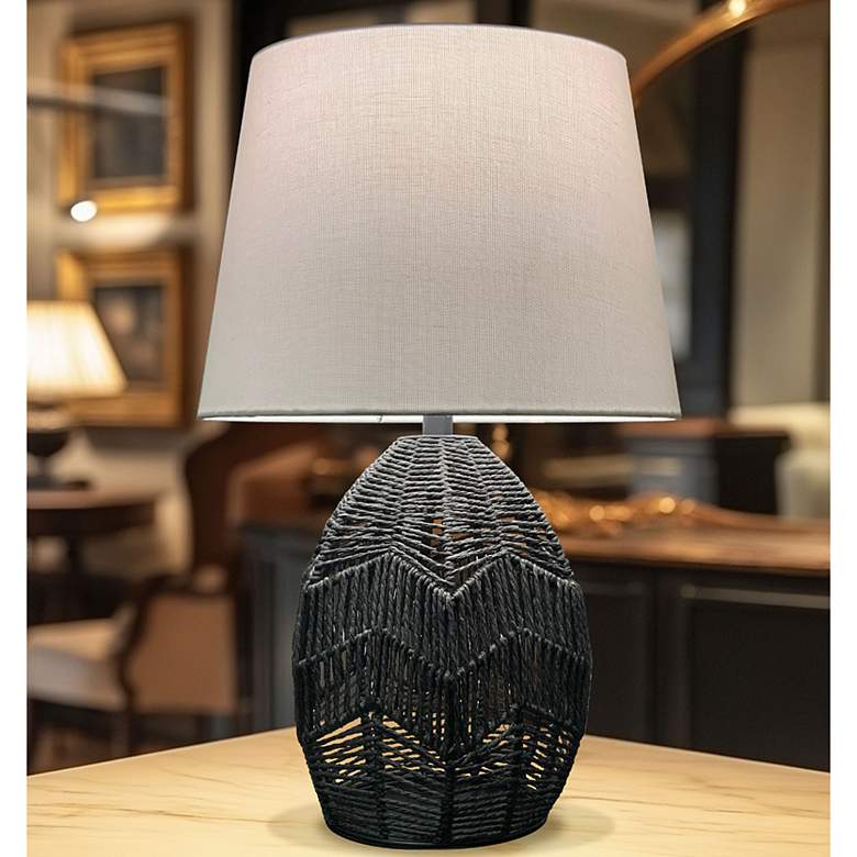 Image 1 Tillie 18.25" High Black Finish Table Lamp w/ Beige Shade