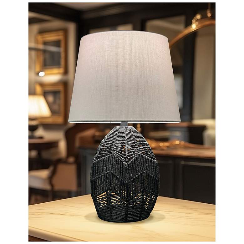 Image 3 Tillie 18.25" High Black Finish Table Lamp w/ Beige Shade more views