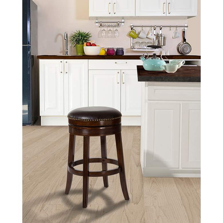 Image 1 Tillman 26 inch Dark Brown Faux Leather Swivel Counter Stool