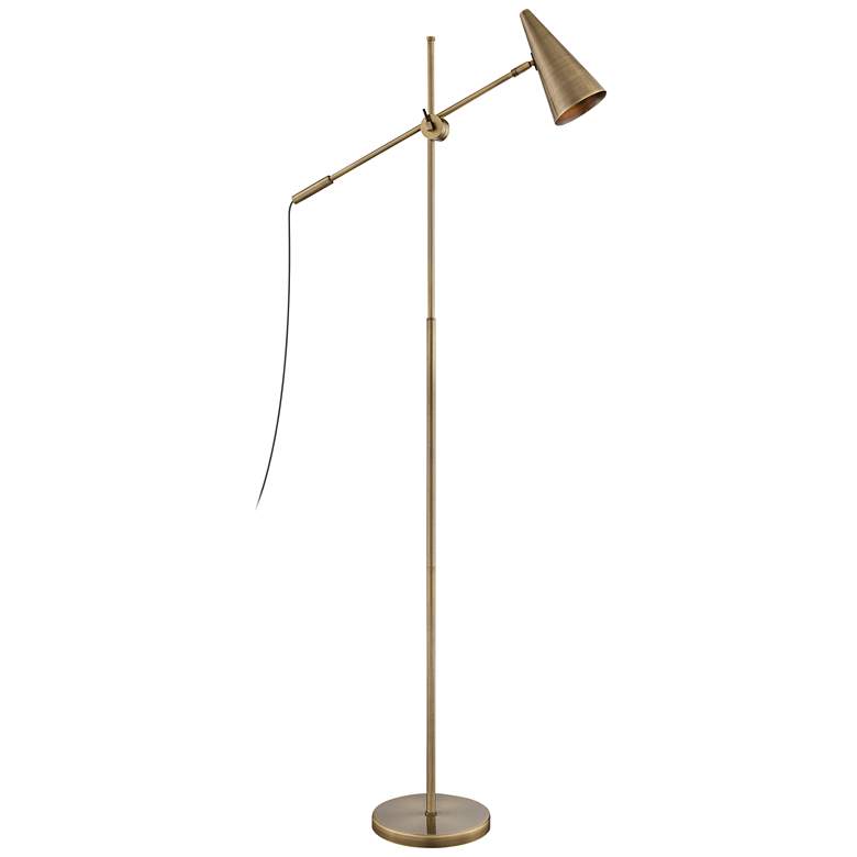 Image 1 Tilman Tall Antique Brass Adjustable LED Floor Lamp