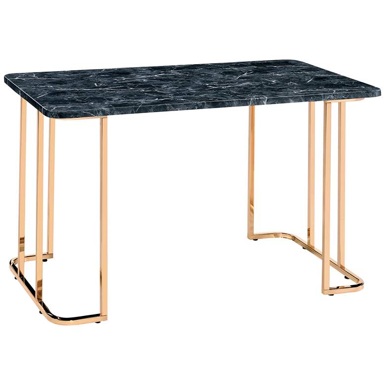 Image 2 Tilsen 47 1/4 inchW Black Gold Metal Writing Desk with Outlets