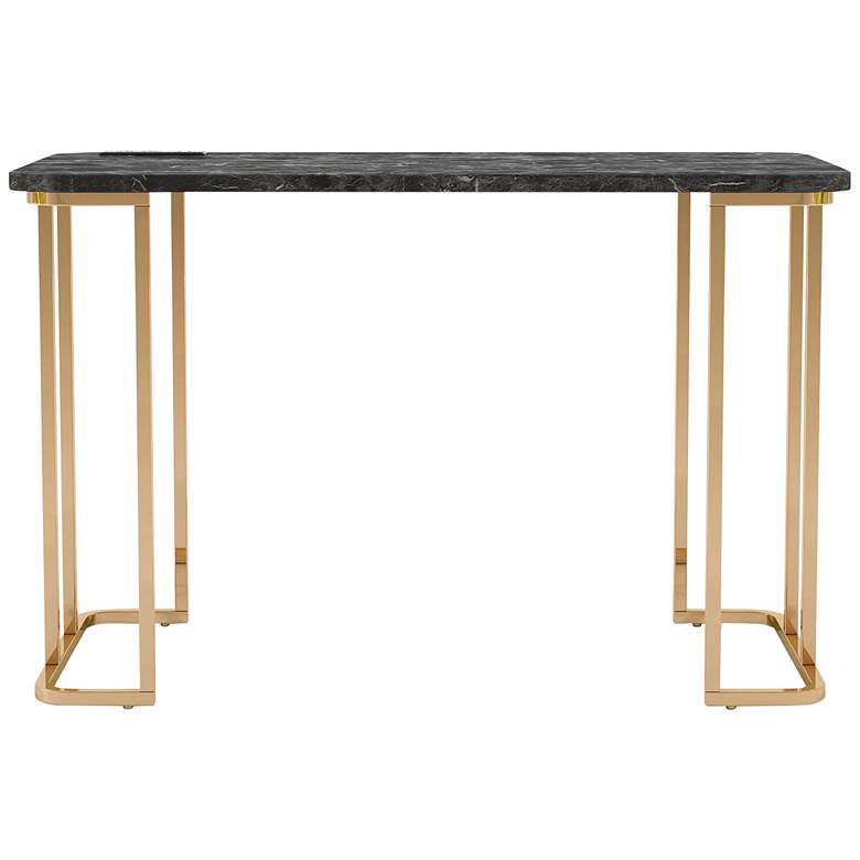 Image 6 Tilsen 47 1/4 inchW Black Gold Metal Writing Desk with Outlets more views