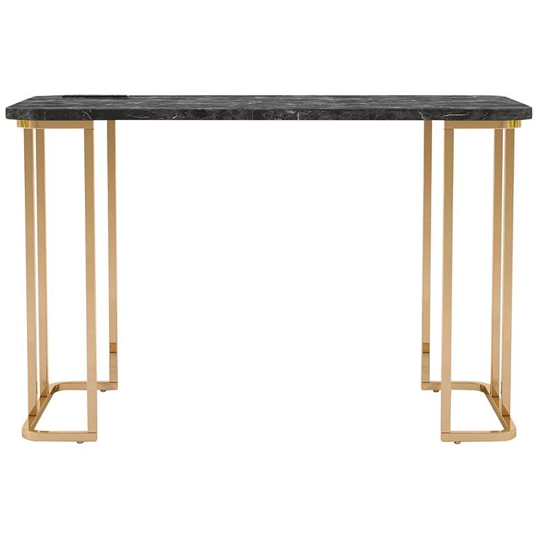 Image 6 Tilsen 47 1/4"W Black Gold Metal Writing Desk with Outlets more views