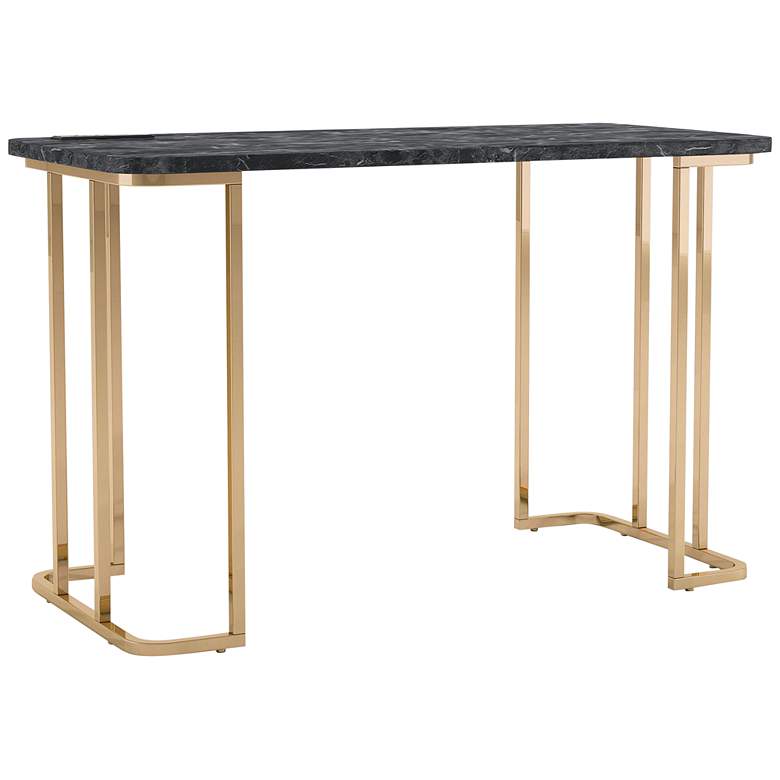 Image 7 Tilsen 47 1/4 inchW Black Gold Metal Writing Desk with Outlets more views