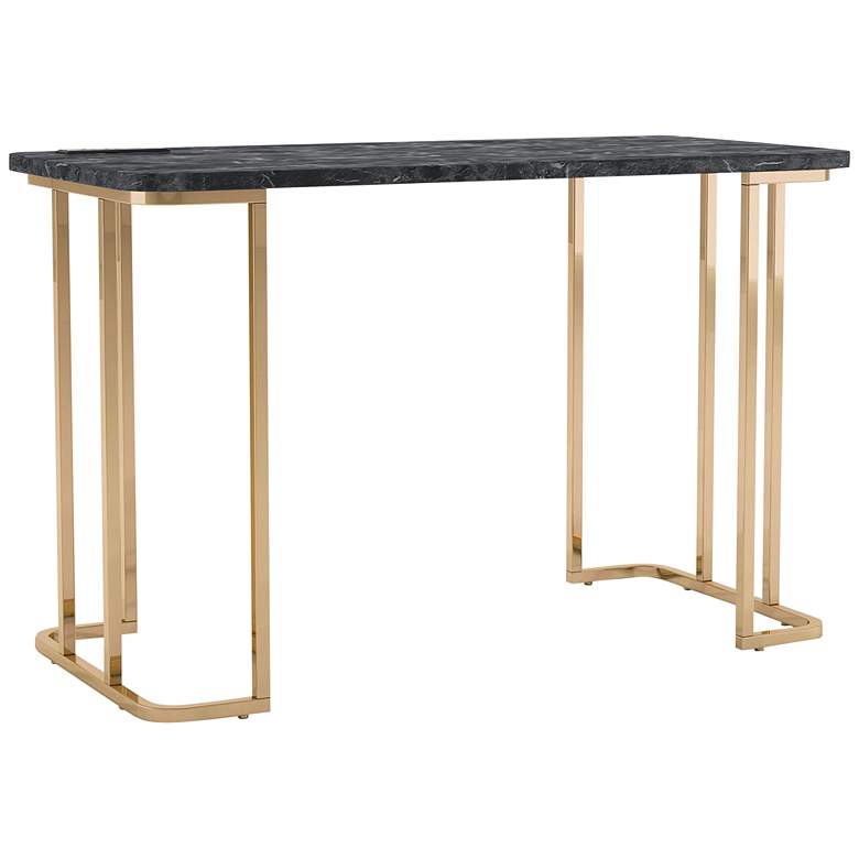 Image 7 Tilsen 47 1/4"W Black Gold Metal Writing Desk with Outlets more views