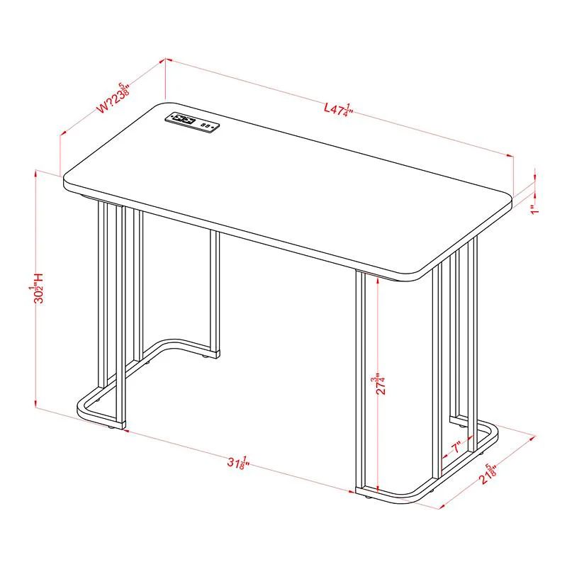 Tilsen 47 1/4"W Black Gold Metal Writing Desk with Outlets
