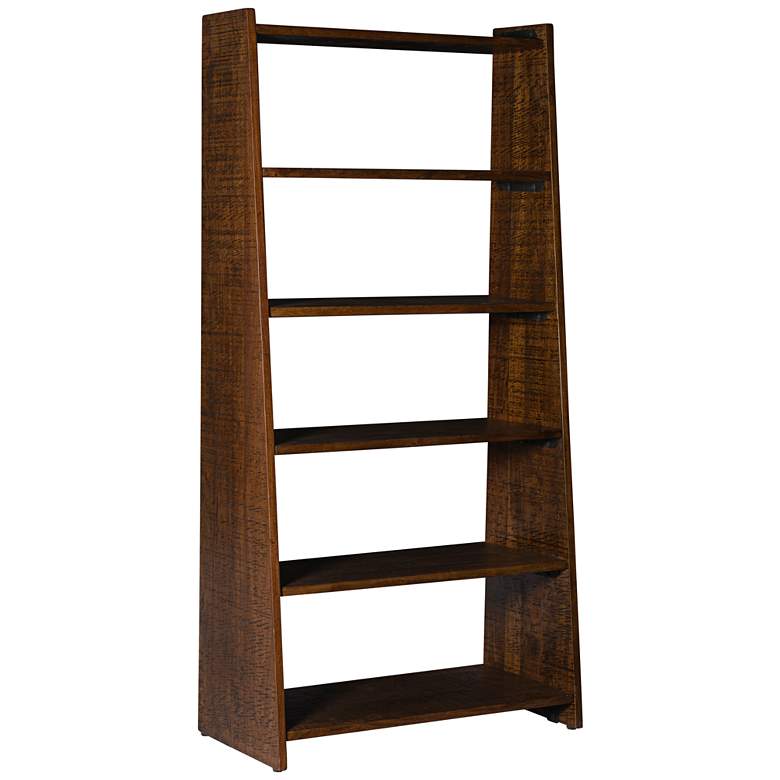 Image 1 Tilt 74 inch High Rustic Walnut 6-Shelf Bookcase