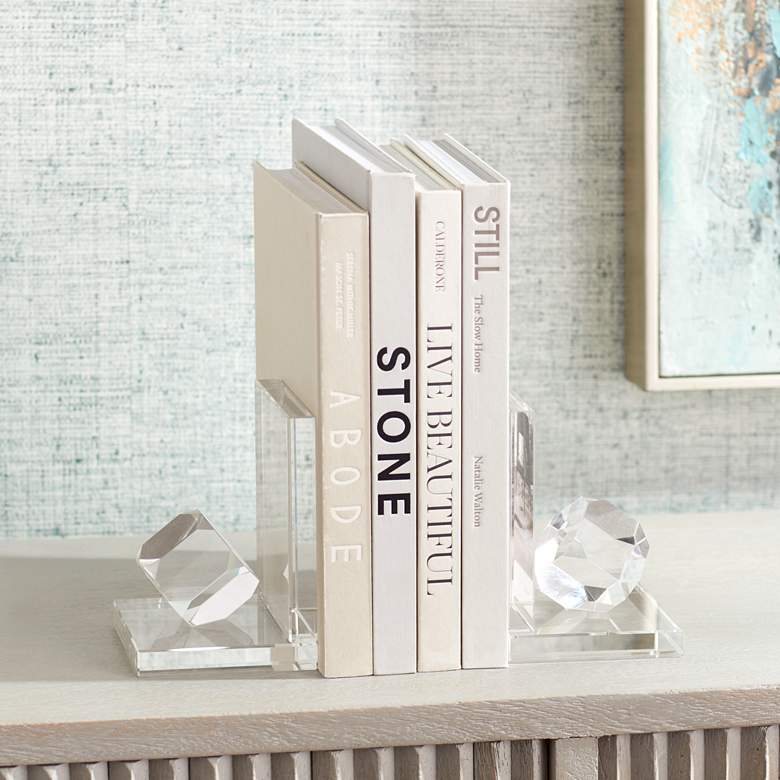 Image 1 Tilted Prisms 6" High Geometric Crystal Bookends