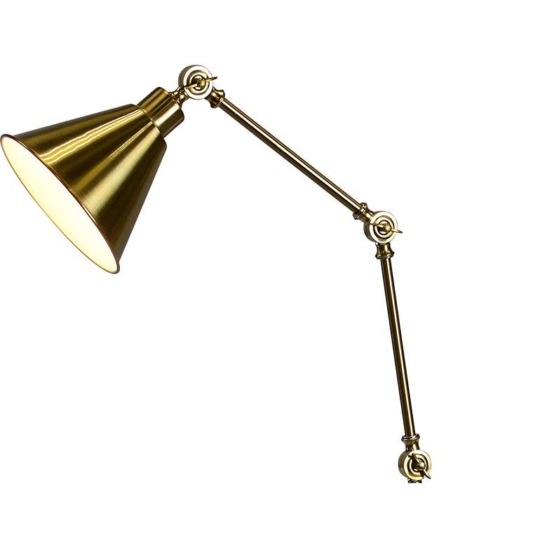 Image 2 Tim Adjustable Height Antique Brass Metal Arm Floor Lamp more views