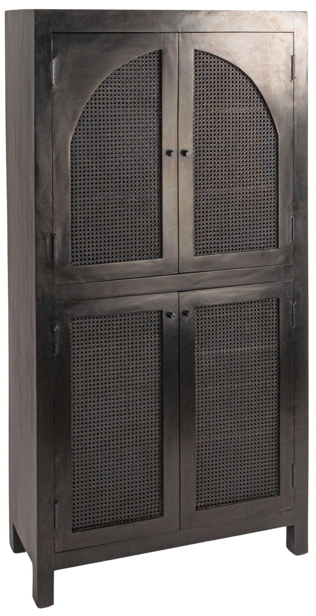 Image 2 Timan 36" Wide Black Mango Wood and Cane Curio Cabinet