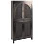 2_Timan 36" Wide Black Mango Wood and Cane Curio Cabinet