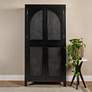 1_Timan 36" Wide Black Mango Wood and Cane Curio Cabinet