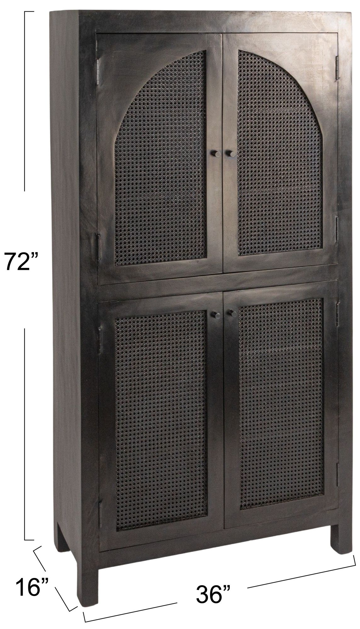 Image 4 Timan 36" Wide Black Mango Wood and Cane Curio Cabinet more views