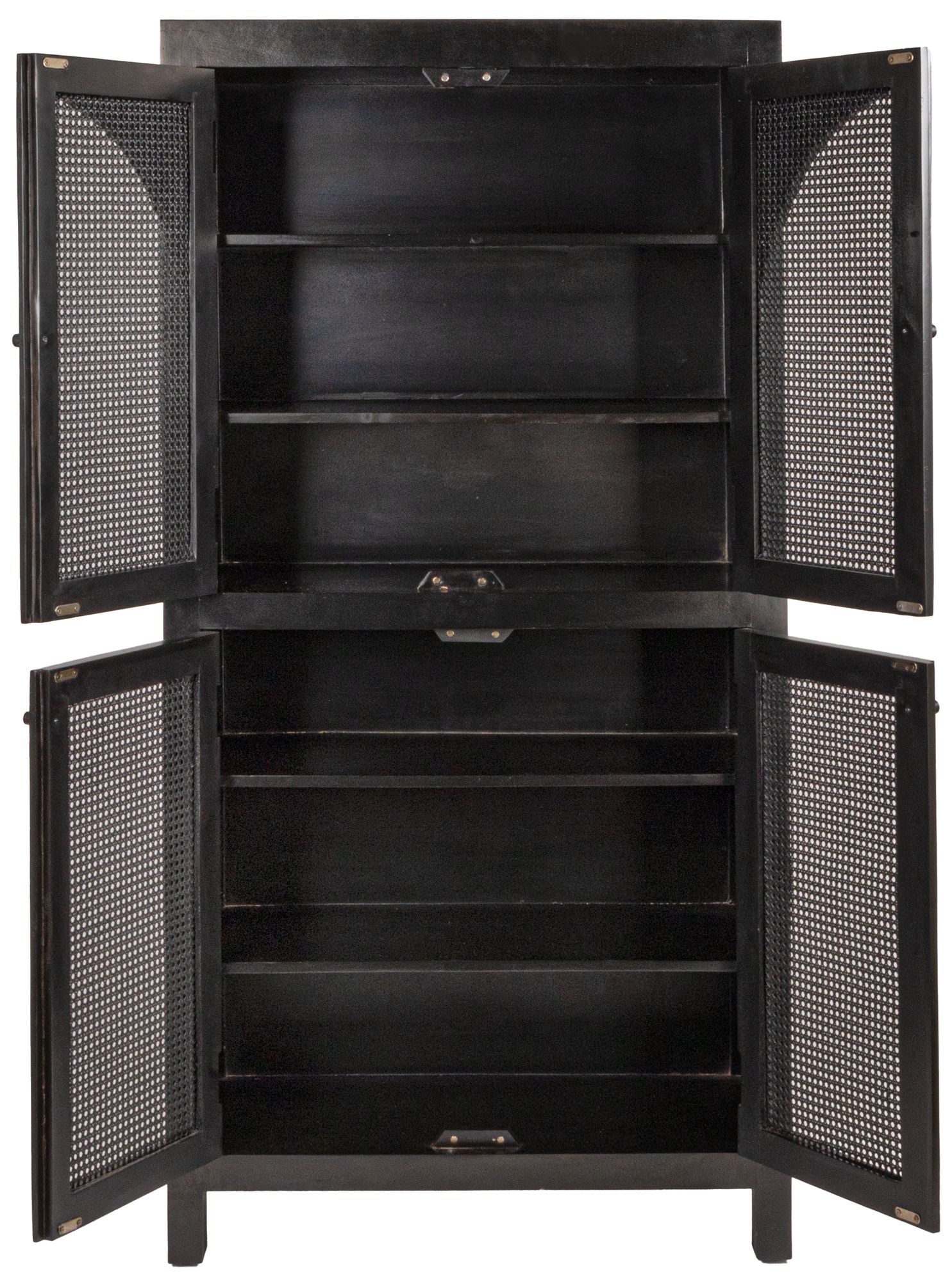 Image 7 Timan 36" Wide Black Mango Wood and Cane Curio Cabinet more views